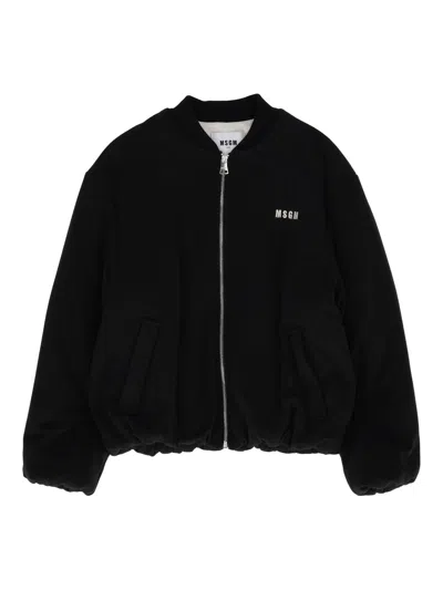 Msgm Kids' Wool Gabardine Over Blazer Girl Nero/bla In Black