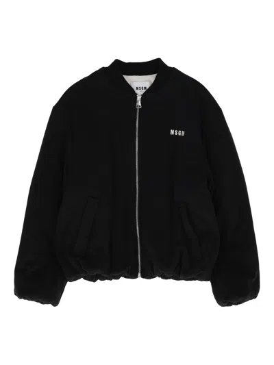 Msgm Wool Gabardine Over Blazer Girl Nero/bla In Black