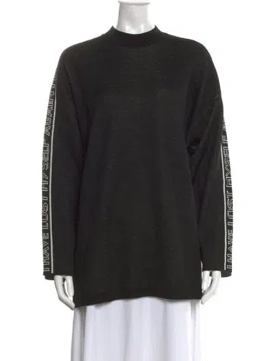 Pre-owned Msgm Wool Graphic Print Sweater In Black