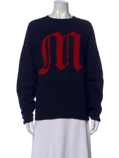 Pre-owned Msgm Wool Graphic Print Sweater W/ Tags In Black