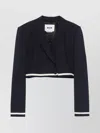 Msgm Wool Jacket With Contrast Trim And Shoulder Pads In Black