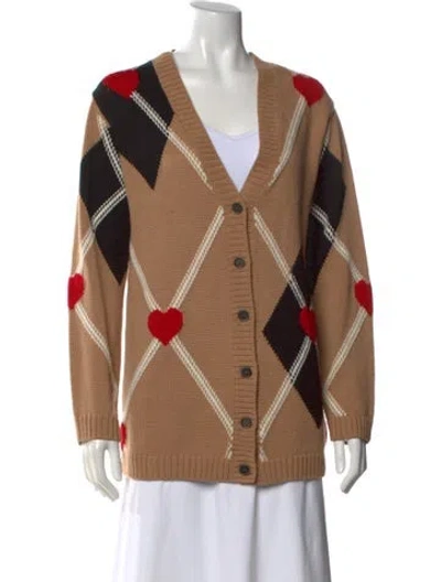 Pre-owned Msgm Wool Printed Sweater In Brown