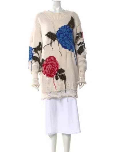Pre-owned Msgm Wool Printed Sweater In Neutral