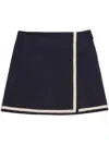 Msgm Wool Skirt With Button Detailing And Contrast Trim In Black