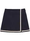 Msgm Wool Skirt With Button Detailing And Contrast Trim In Blue