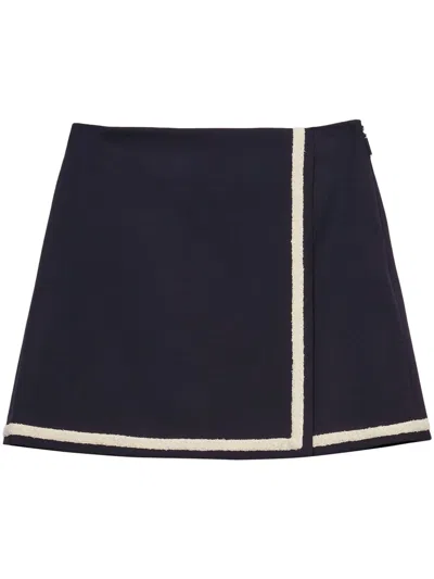 Msgm Wool Skirt With Button Detailing And Contrast Trim In Black