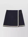 Msgm Wool Skirt With Button Detailing And Contrast Trim In Blue