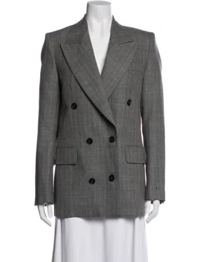 Pre-owned Msgm Wool Striped Blazer In Grey