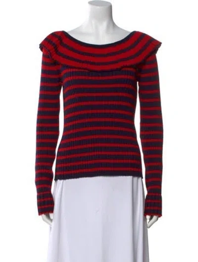 Pre-owned Msgm Wool Striped Top In Red
