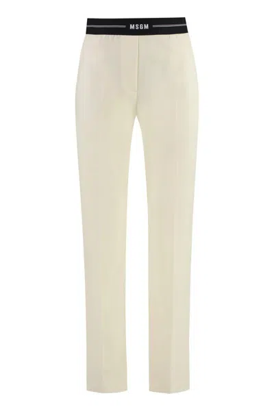 Msgm Wool Trousers In White