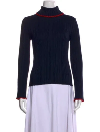 Pre-owned Msgm Wool Turtleneck Sweater In Blue