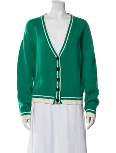 Pre-owned Msgm Wool V-neck Sweater In Green