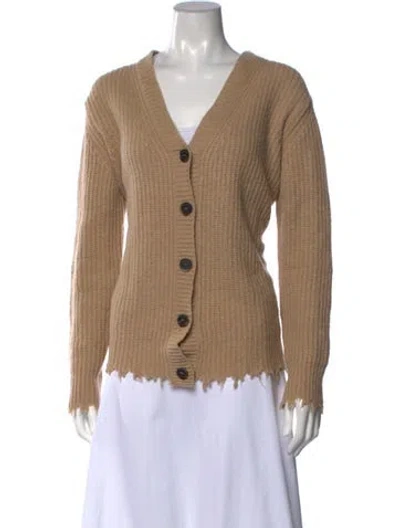 Pre-owned Msgm Wool V-neck Sweater In Neutrals