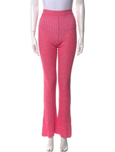 Pre-owned Msgm Wool Wide Leg Pants In Pink