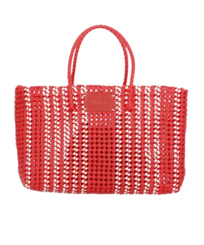 Msgm Woven Handbag In Red