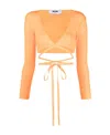 Msgm Wrap Knitted Crop Top In Orange