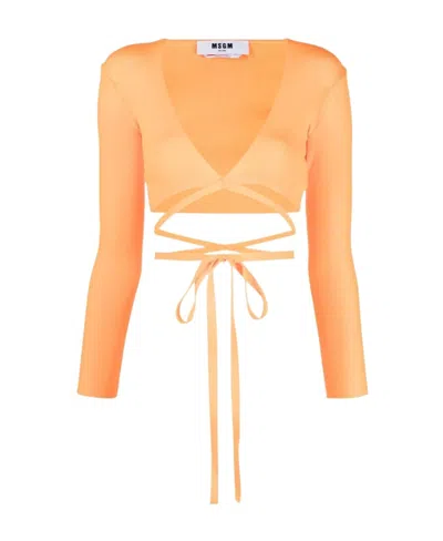 MSGM MSGM CROPPED V-NECK TOP