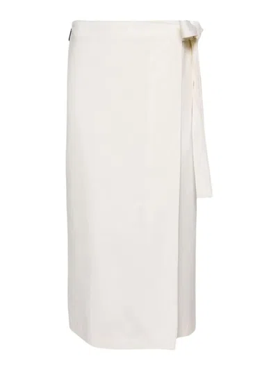 Msgm Wrap Midi Skirt In Blanco