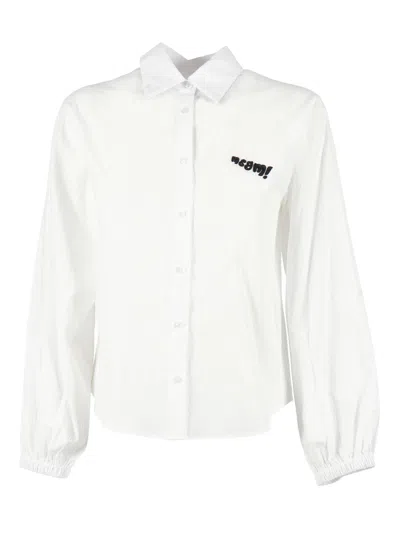 Msgm Kids'  Wrinkled Poplin Shirt Girl In White