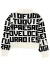 Msgm Black Virgin Wool-blend Lettered Sweater In Neutral