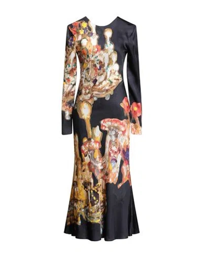 Msgm X Jan De Vliegher Woman Maxi Dress Midnight Blue Size 6 Viscose In Multi