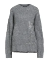 Msgm X Jan De Vliegher Woman Sweater Grey Size L Acrylic, Mohair Wool, Wool, Polyamide In Gray