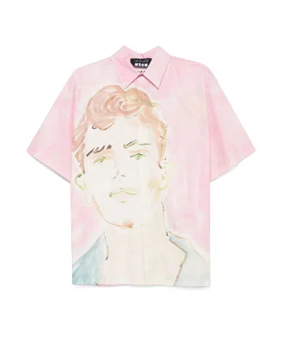 Msgm X Luke Edward Hall Illustration Style-print Shirt In Light Pink