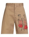 Msgm X Luke Edward Hall Man Shorts & Bermuda Shorts Camel Size 32 Polyester, Cotton In Brown