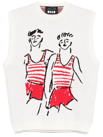 Msgm X Luke Edward Hall Sailors In Love Vest In Neutrals