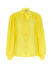 Msgm Bow Neck Shirt With Pleated Shoulders In Yellow