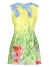 Msgm Yellow Cotton Dress In Green