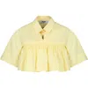 MSGM YELLOW CROP SHIRT FOR GIRL WITH LOGO