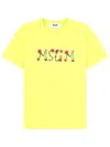 Msgm Yellow Graphic Crew Neck T-shirt In Yellow