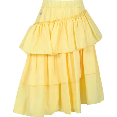 Msgm Kids' Yellow Skirt For Girl With Logo