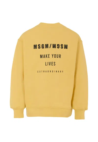Msgm Kids' Yellow Sweatshirt For Boy With Logo