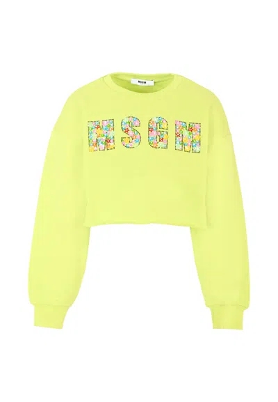 Msgm Kids' Yellow Sweatshirt For Girl With Logo