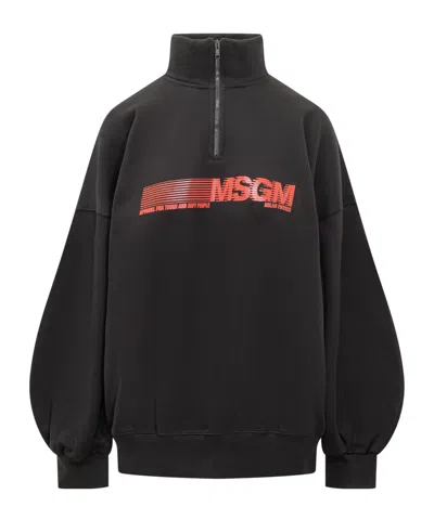 MSGM MSGM ZIP DETAIED SWEATSHIRT