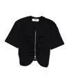 Msgm Short Sleeve Top Featuring Ruched Detail In Black
