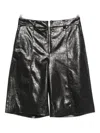 Msgm Zip-detail Leather Shorts In Black