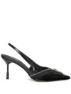 Msgm Zip-detail Slingback Pumps In Black