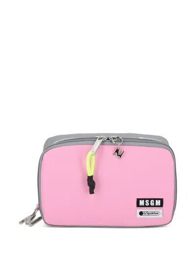 Msgm Zip Detail Travel Accessory In Pink