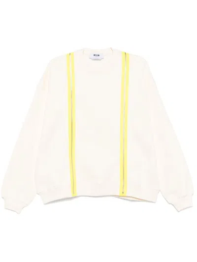 Msgm Zip-embellishment Sweatshirt In Neutrals