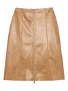 Msgm Zip-front Midi Skirt In Brown