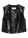 Msgm Zip-front Sleeveless Top In Black