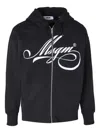 Msgm Zip Hooded Sweater In Black