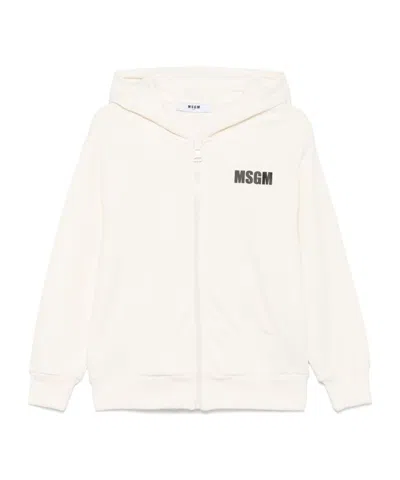 Msgm Zip Sweatshirt In White