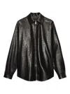 Msgm Zip-up Collared Coat In Black