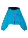 Msgm Zip-up Hooded Jacket In Blue