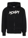 Msgm Zip-up Hoodie In Black