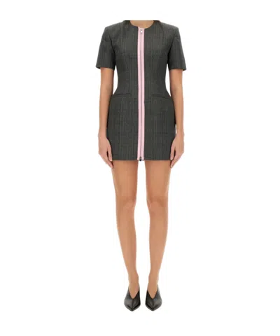 Msgm Zip-up Mini Dress In Black